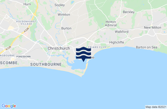 Mappa delle maree di Mudeford, United Kingdom
