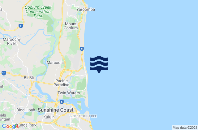 Mappa delle maree di Mudjimba Island, Australia