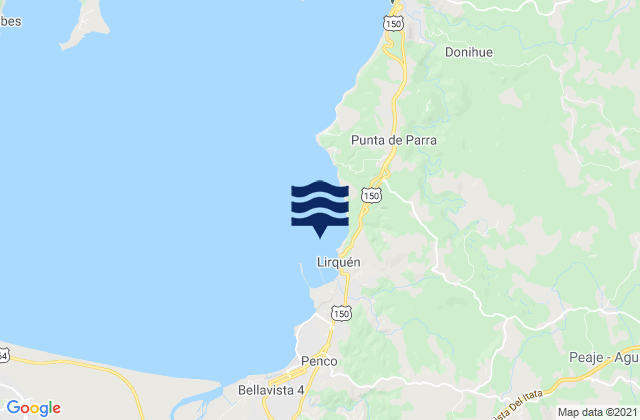 Mappa delle maree di Muelle Lirquén, Chile
