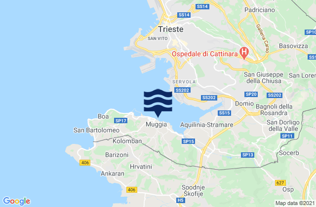 Mappa delle maree di Muggia, Italy