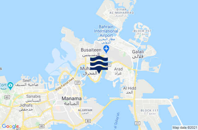 Mappa delle maree di Muharraq Governorate, Bahrain