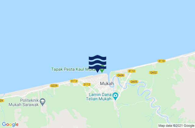 Mappa delle maree di Mukah, Malaysia