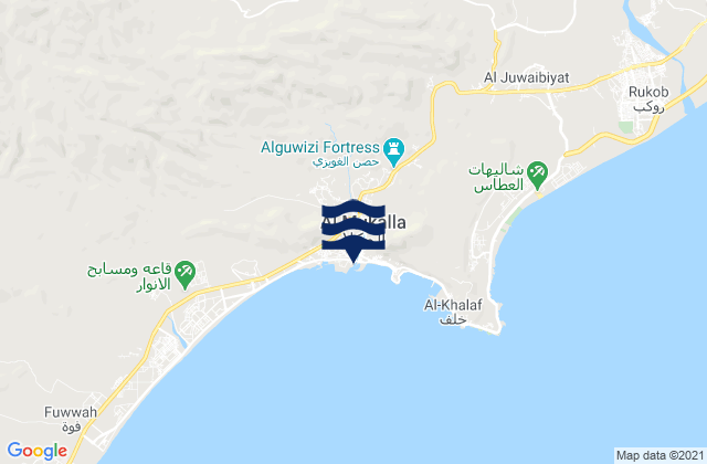Mappa delle maree di Mukalla, Yemen