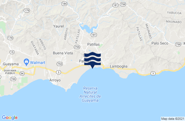 Mappa delle maree di Mulas Barrio, Puerto Rico