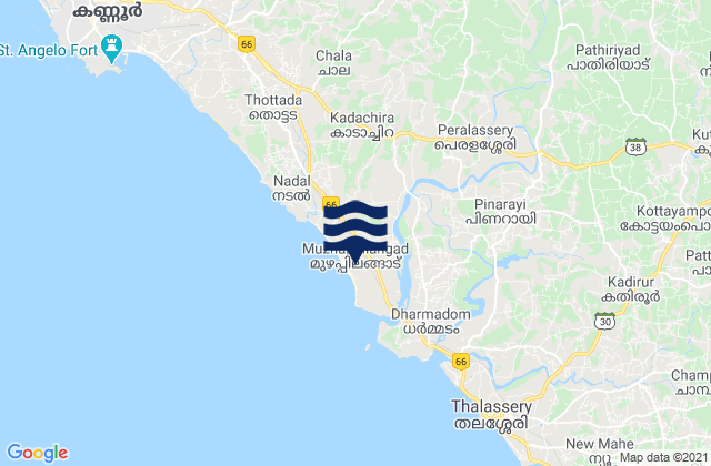 Mappa delle maree di Muluppilagadu, India