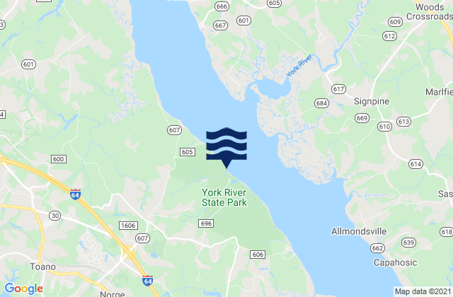 Mappa delle maree di Mumfort Islands, York River, United States