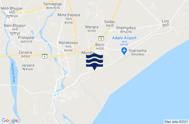 Mappa delle maree di Mundra, India