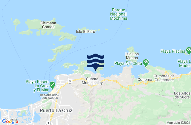 Mappa delle maree di Municipio Guanta, Venezuela