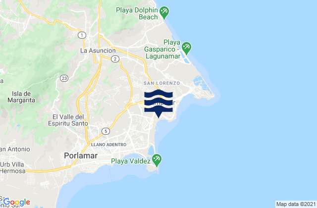 Mappa delle maree di Municipio Maneiro, Venezuela