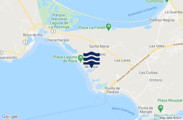 Mappa delle maree di Municipio Tubores, Venezuela