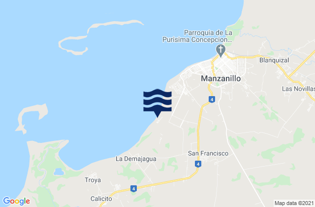 Mappa delle maree di Municipio de Manzanillo, Cuba