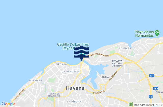 Mappa delle maree di Municipio de Regla, Cuba