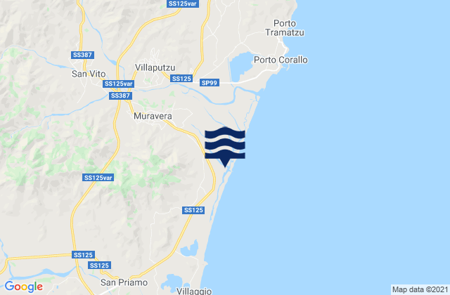 Mappa delle maree di Muravera, Italy