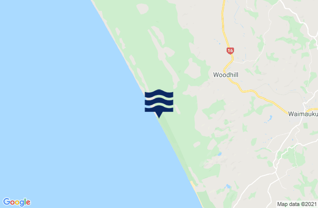 Mappa delle maree di Muriwai Beach, New Zealand
