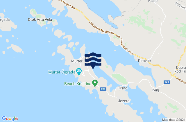 Mappa delle maree di Murter-Kornati, Croatia