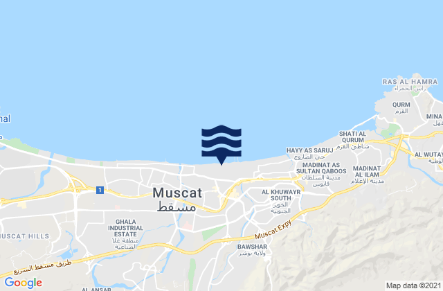 Mappa delle maree di Muscat, Oman