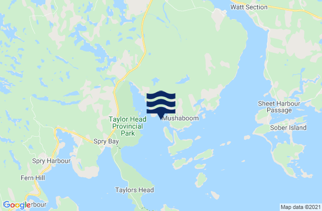 Mappa delle maree di Mushaboom Harbour, Canada