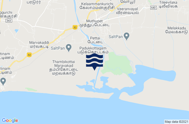 Mappa delle maree di Muttupet, India