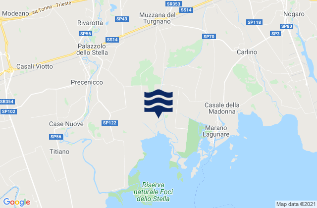 Mappa delle maree di Muzzana del Turgnano, Italy