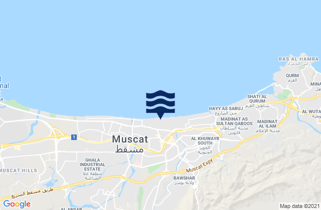 Mappa delle maree di Muḩāfaz̧at Masqaţ, Oman