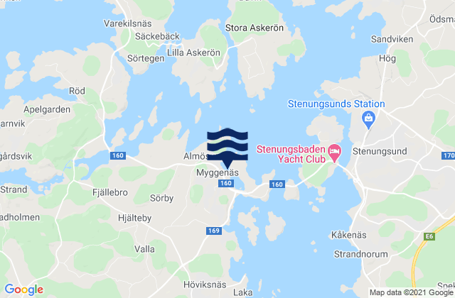 Mappa delle maree di Myggenäs, Sweden