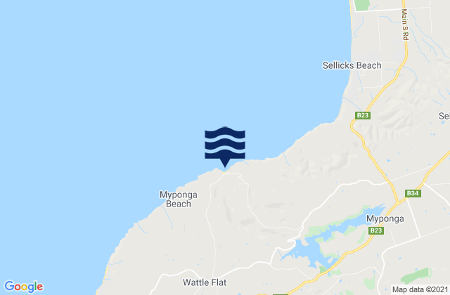 Mappa delle maree di Myponga Beach, Australia