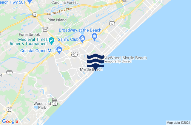 Mappa delle maree di Myrtle Beach, United States