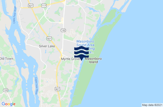 Mappa delle maree di Myrtle Grove, United States