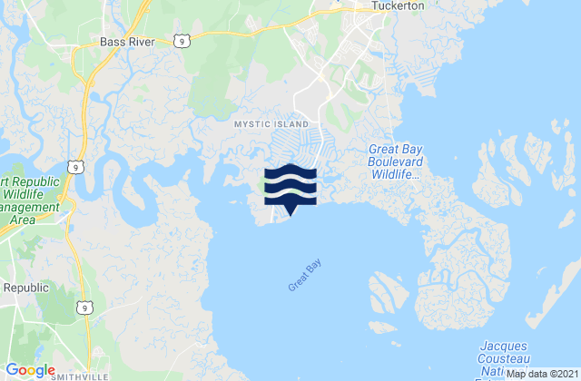 Mappa delle maree di Mystic Island, United States