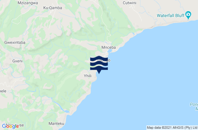 Mappa delle maree di Mzimpuni, South Africa