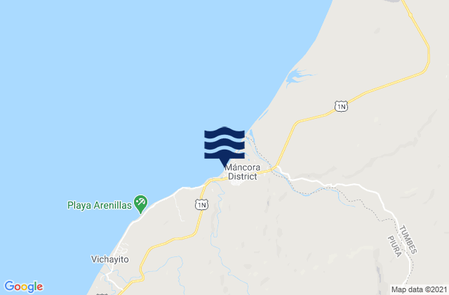 Mappa delle maree di Máncora, Peru