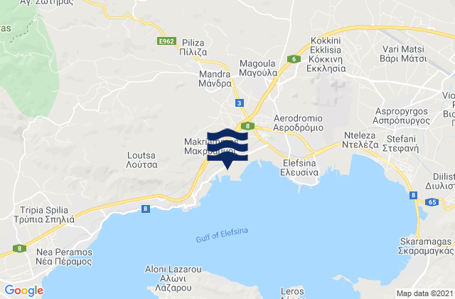 Mappa delle maree di Mándra, Greece