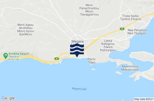 Mappa delle maree di Mégara, Greece