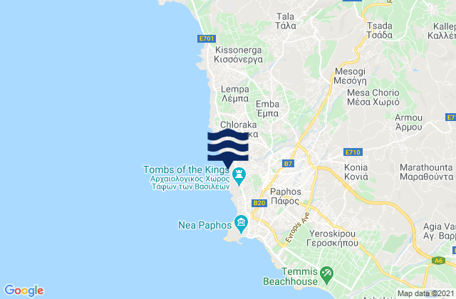 Mappa delle maree di Mésa Chorió, Cyprus