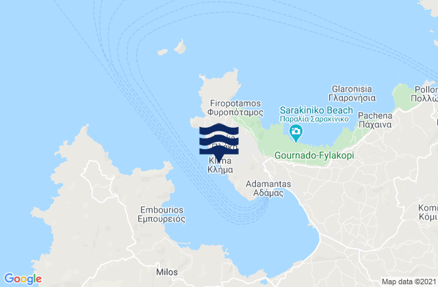 Mappa delle maree di Mílos, Greece