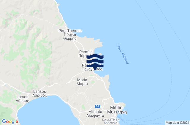 Mappa delle maree di Mória, Greece