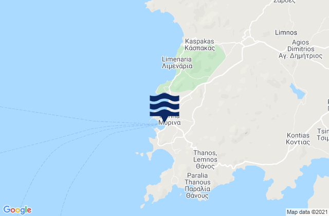 Mappa delle maree di Mýrina, Greece