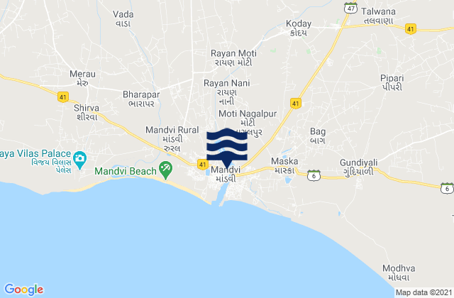 Mappa delle maree di Māndvi, India