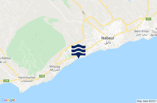 Mappa delle maree di Nabeul, Tunisia