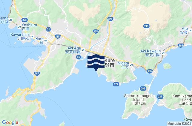 Mappa delle maree di Nagahama (Hiro Wan), Japan