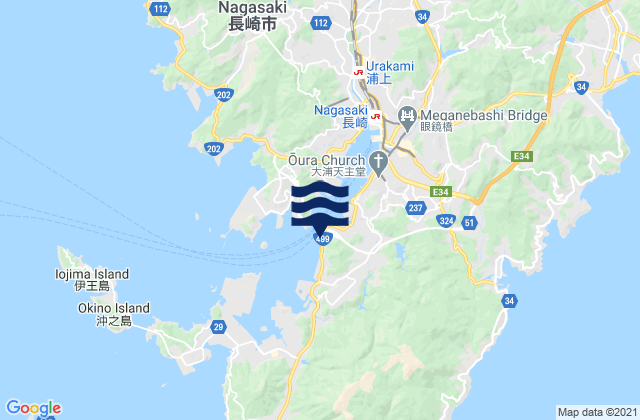 Mappa delle maree di Nagasaki Ko, Japan