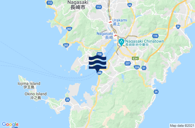 Mappa delle maree di Nagasaki Megami, Japan