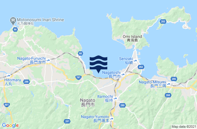 Mappa delle maree di Nagato Shi, Japan