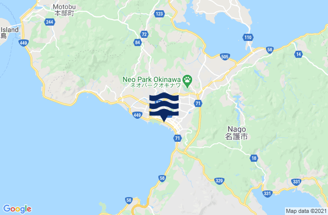 Mappa delle maree di Nago, Japan