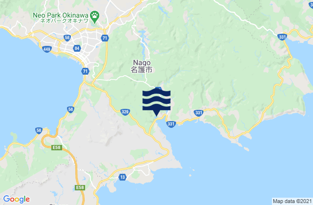 Mappa delle maree di Nago Shi, Japan