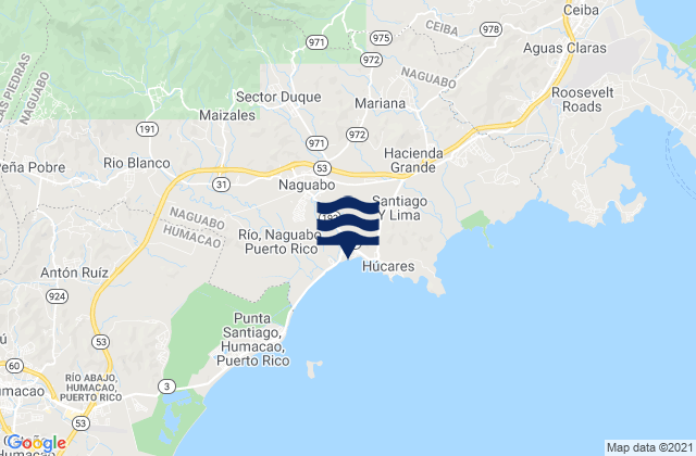 Mappa delle maree di Naguabo Barrio-Pueblo, Puerto Rico