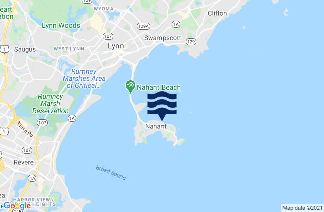 Mappa delle maree di Nahant Beach Lynn Shores Reservation, United States