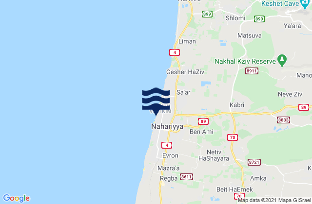 Mappa delle maree di Nahariyya, Israel