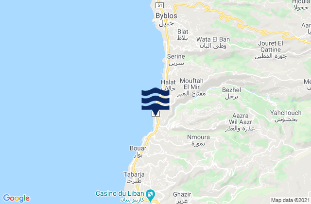 Mappa delle maree di Nahr Brahim, Lebanon