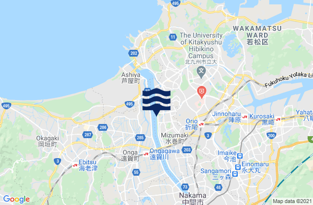 Mappa delle maree di Nakama Shi, Japan